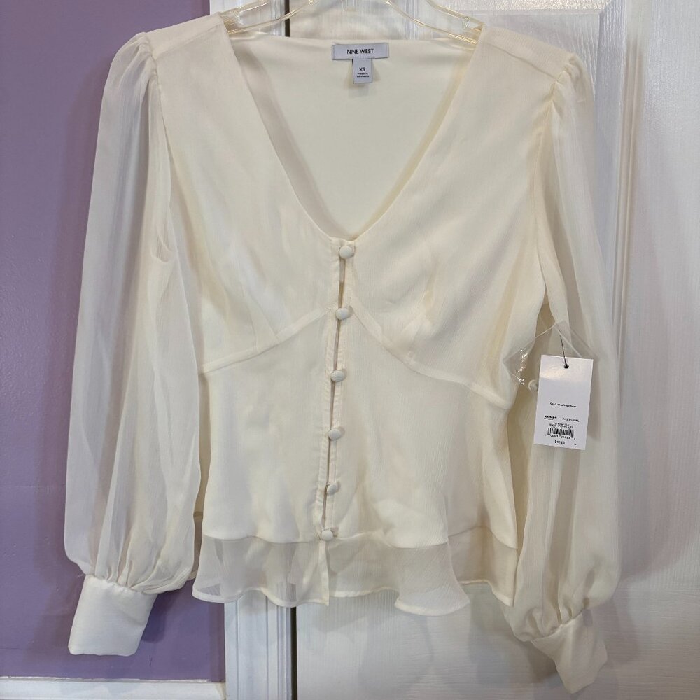 Nine West Women's Low-Cut Elegant Dress Shirt-Size -X-Small-New with Tags